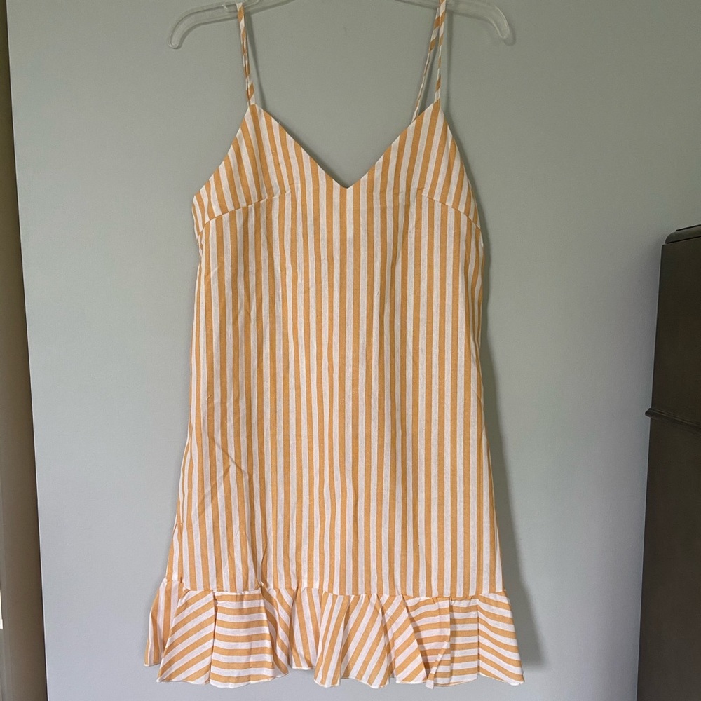 SHEIN yellow and white striped dress
